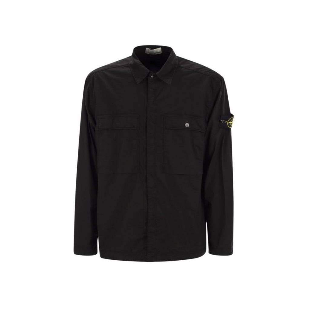 Stone Island Overshirt Compass Badge Shirt Black  - 100% ORIGINAL