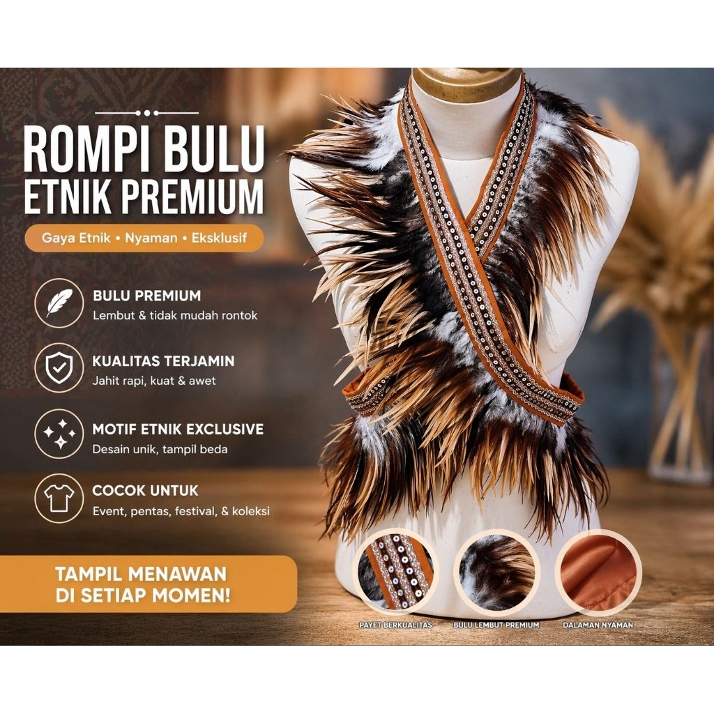 slempang bulu /hiasan dada bulu ayam..aksesoris adat papua modifikasi..(tidak termasuk kalung)