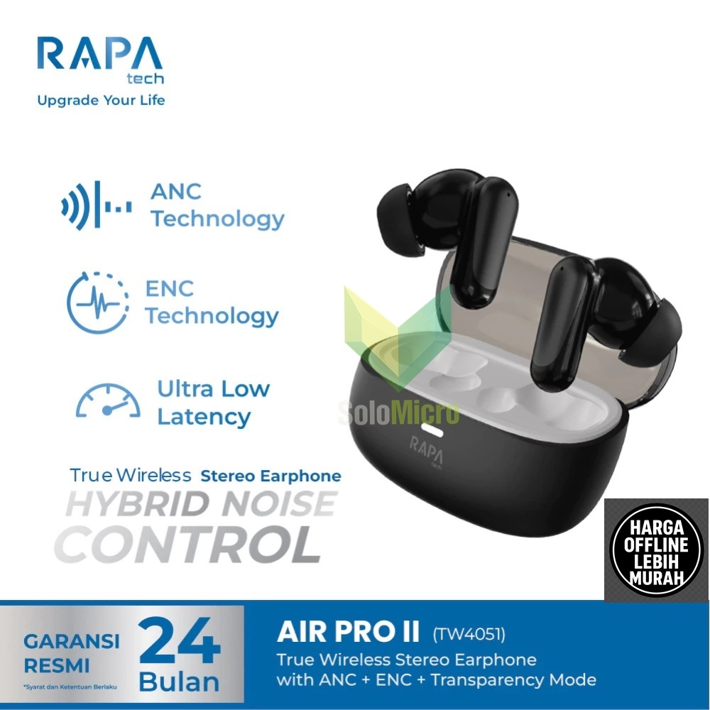 RAPATECH Rapa TW4051 Air PRO II TWS Bluetooth ANC and ENC Earbuds Noise Cancellation Headset Wireles