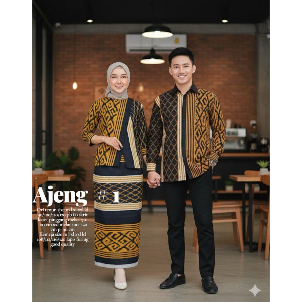 setelan Couple tenun Batik Couple Modern couple kemeja dan setelan rok tenun Set Pakaian Couple Keme
