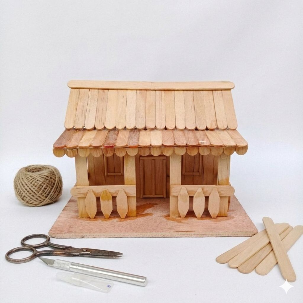 Kerajinan Tangan - Miniatur Rumah Adat Betawi Dari Stik Eskrim