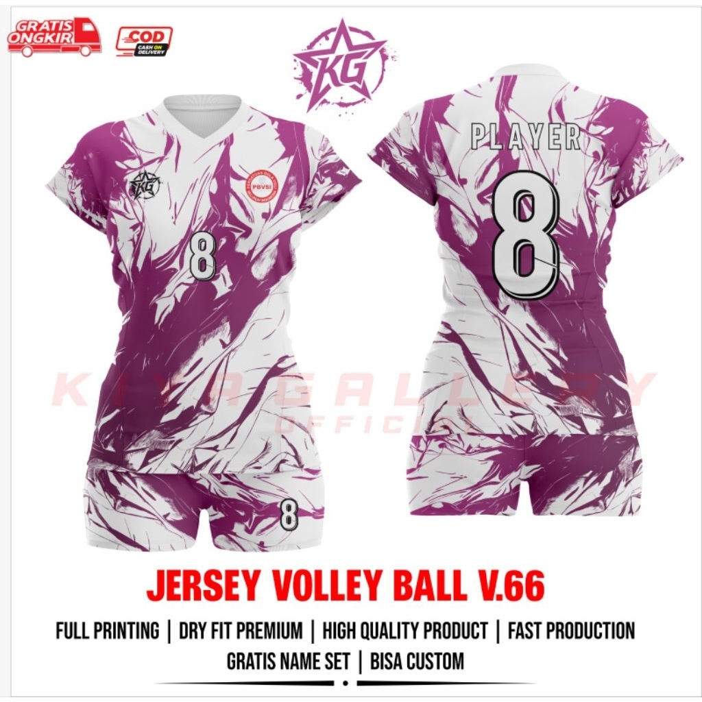 JERSEY BAJU VOLI WANITA V.66 FULL PRINTING GRATIS NAMA DAN NOMOR