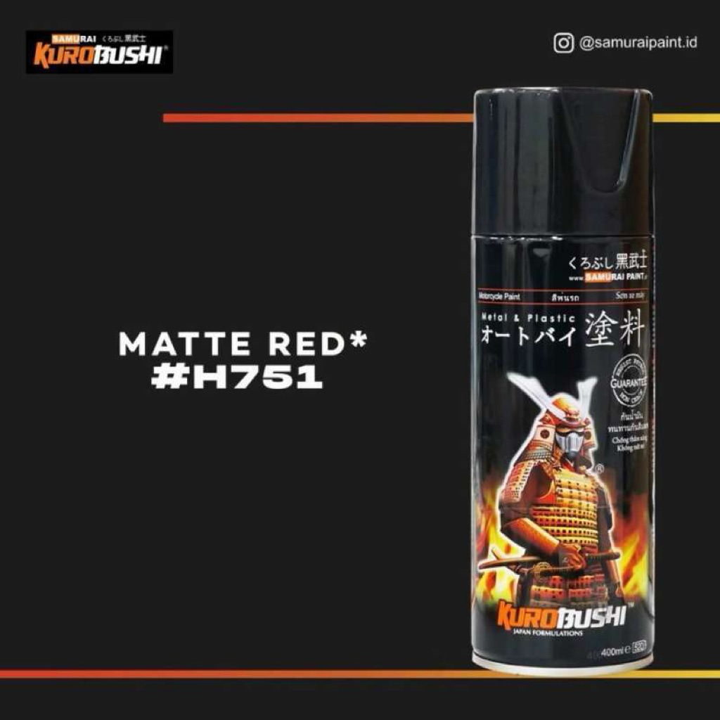 SAMURAI PAINT H751 MATTE RED CAT SEMPROT SPRAY PAINT PILOK WARNA MERAH DOFF MOTOR
