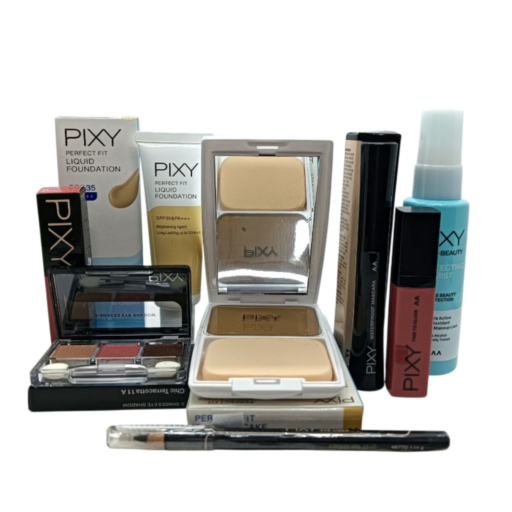 PIXY PERFECT FIT Paket Bundlle 7 in 1//4in1 Set Make Up Komplit/Bedak Twc/Lip Gloss/Original/Kado Ul