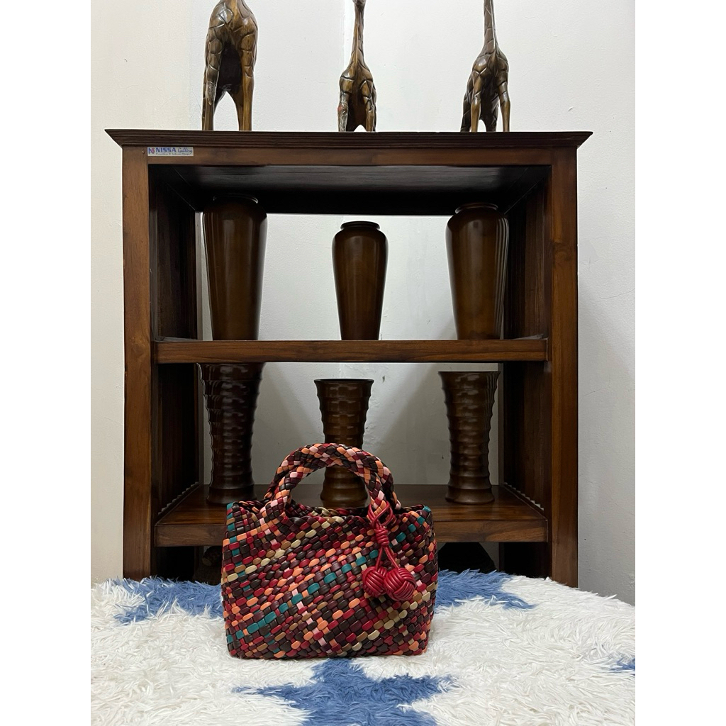 Tas Import Premium Limited Tote Anyam Warna Warni
