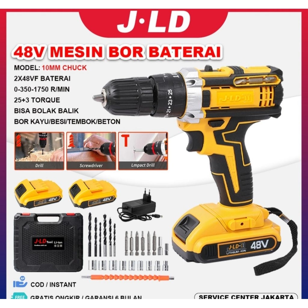 bor baterai cordless jld 48 v 2 baterai fullset