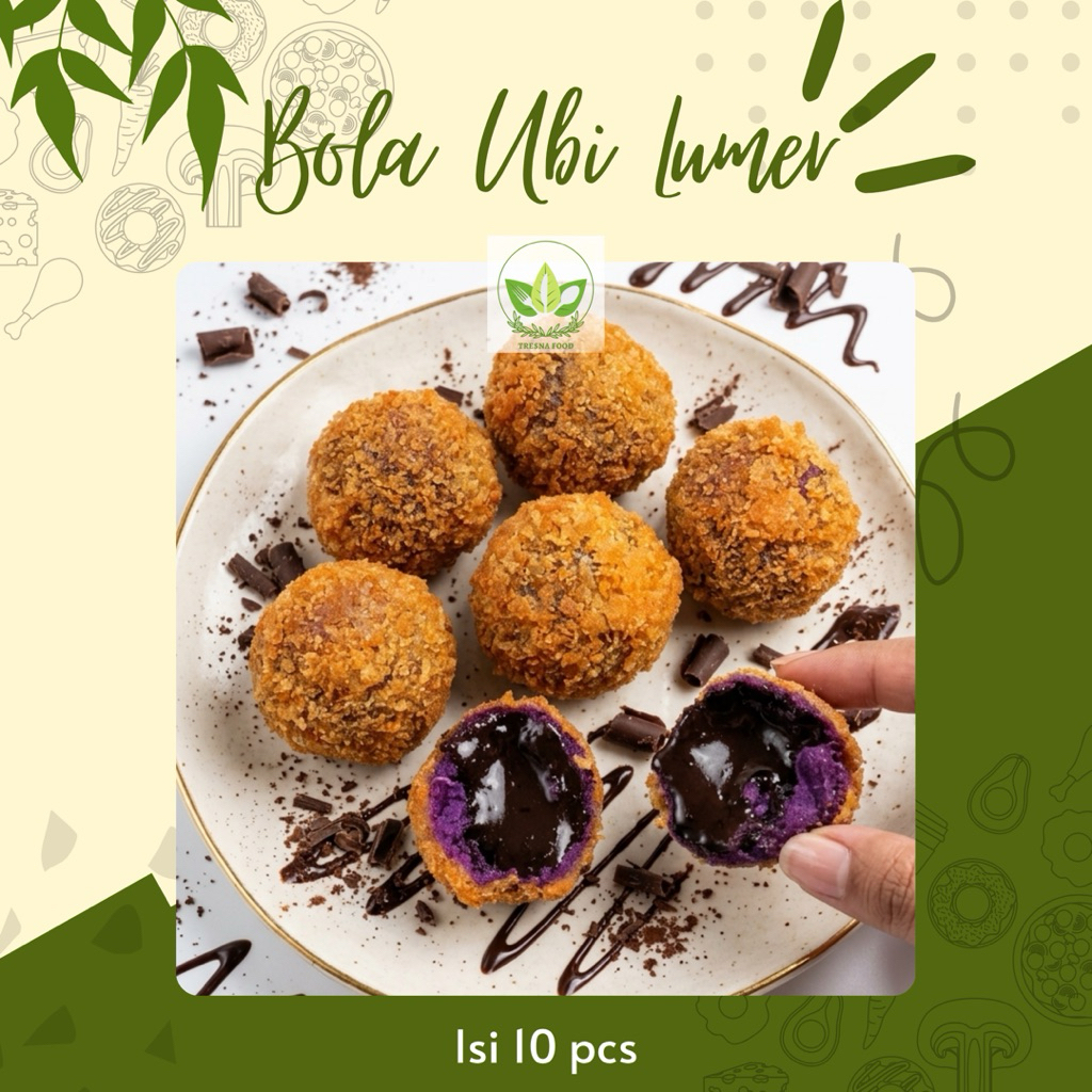 [ FROZEN/MATENG Isi 10pcs ] Bola Ubi Lumer / Cemilan Bola Ubi Ungu / Ubi Isi Cokelat / Bolbi