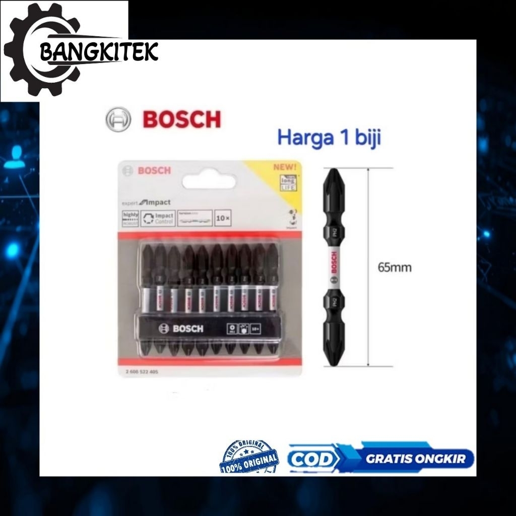 Mata Obeng Impact PH2x65mm BOSCH ORIGINAL/Mata Obeng Expert Impact Hitam PH2x65mm BOSCH ASLI ORIGINA