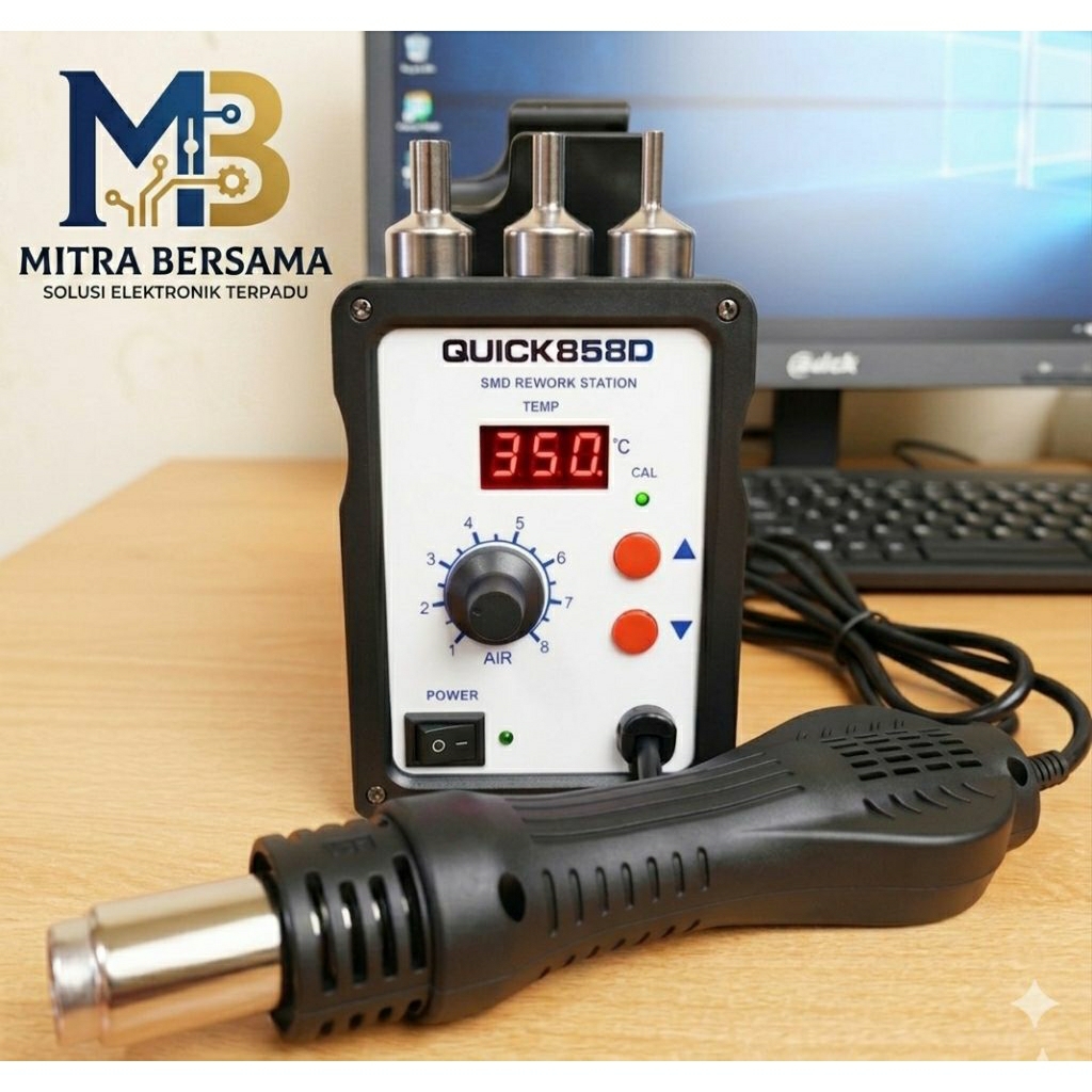Blower Quick 858D Digital Solder Uap Hot Air Rework Station High Quality untuk Teknisi HP Laptop