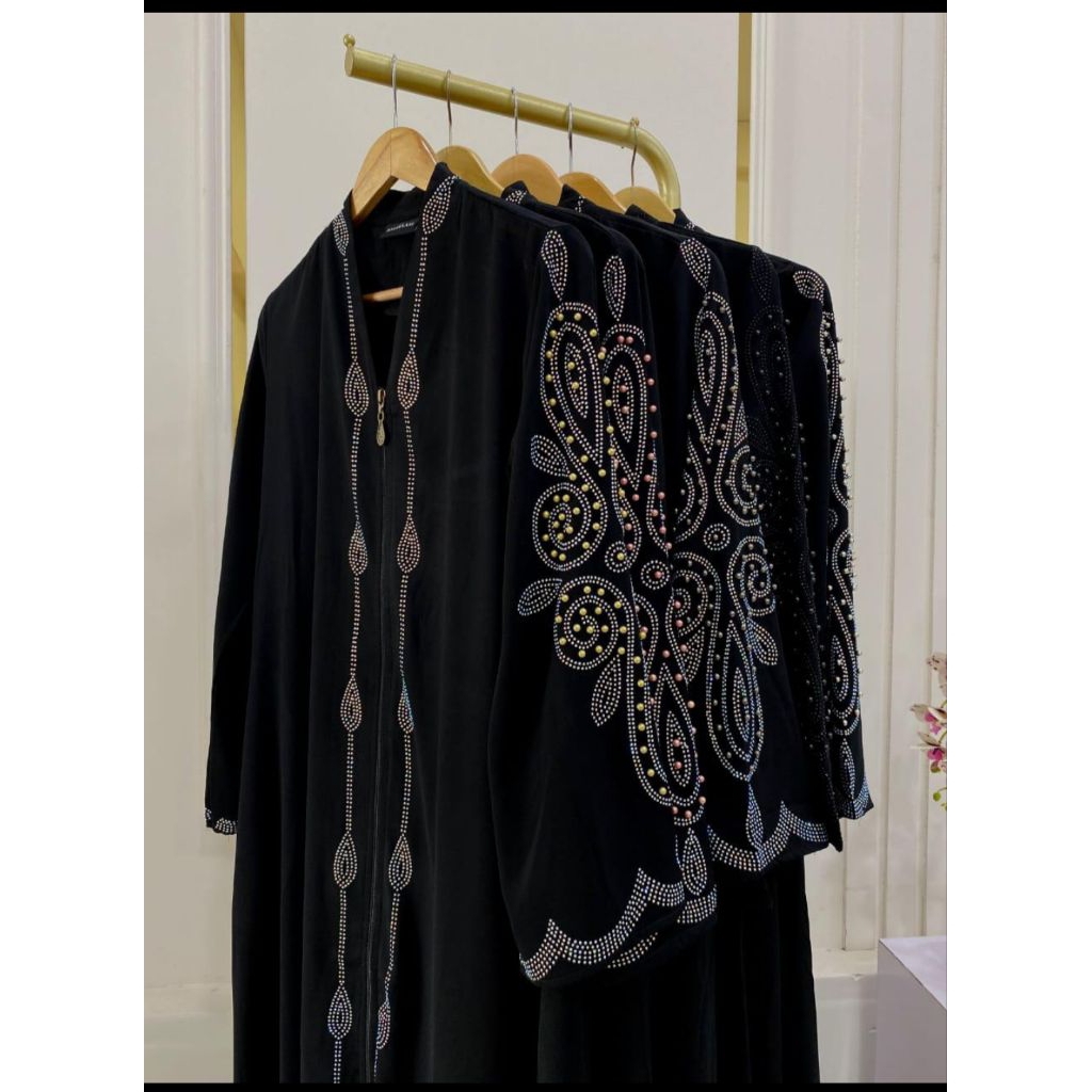 Abaya Jetblack Premium-Abaya Payet Mutiara-Gamis muslim-Abaya Turki