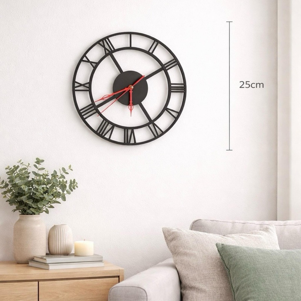 Jam Dinding Romawi Estetik Industrial 25cm Desain Modern untuk Dekorasi Rumah
