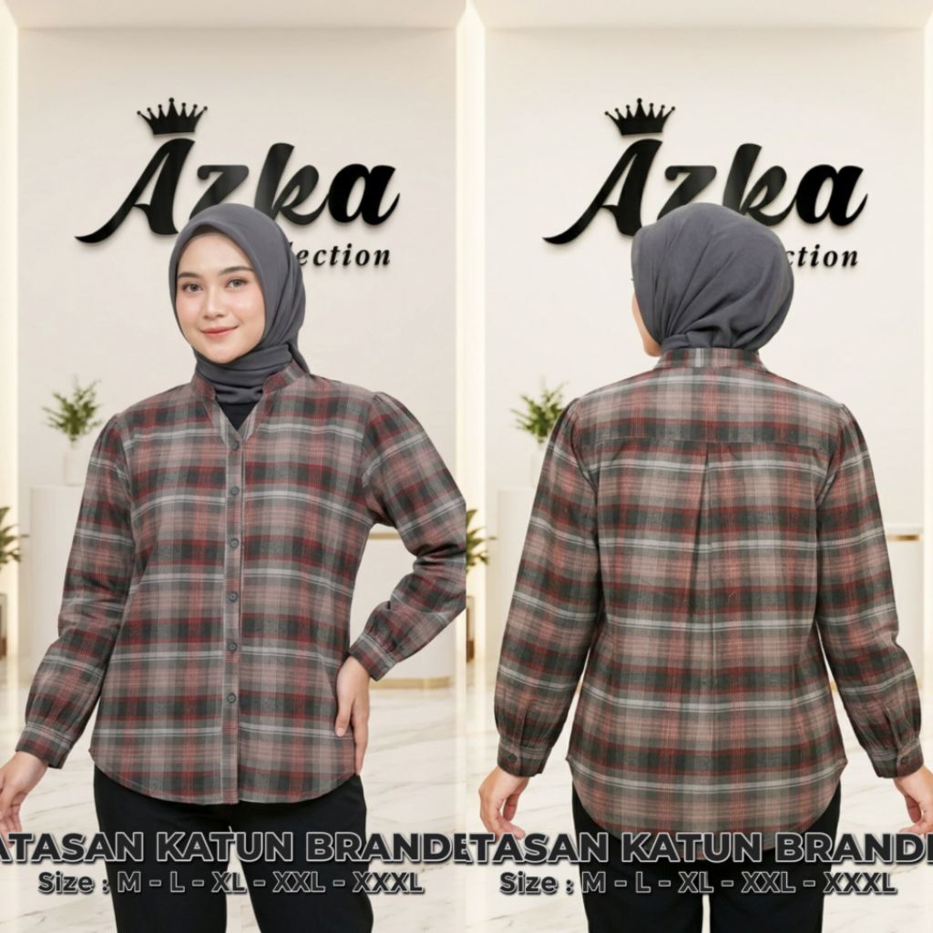 ATASAN AZKA/ATASAN TRISET/KEMEJA TRISET/KEMEJA TRISET KOTAK/KEMEJA KOTAK JUMBO