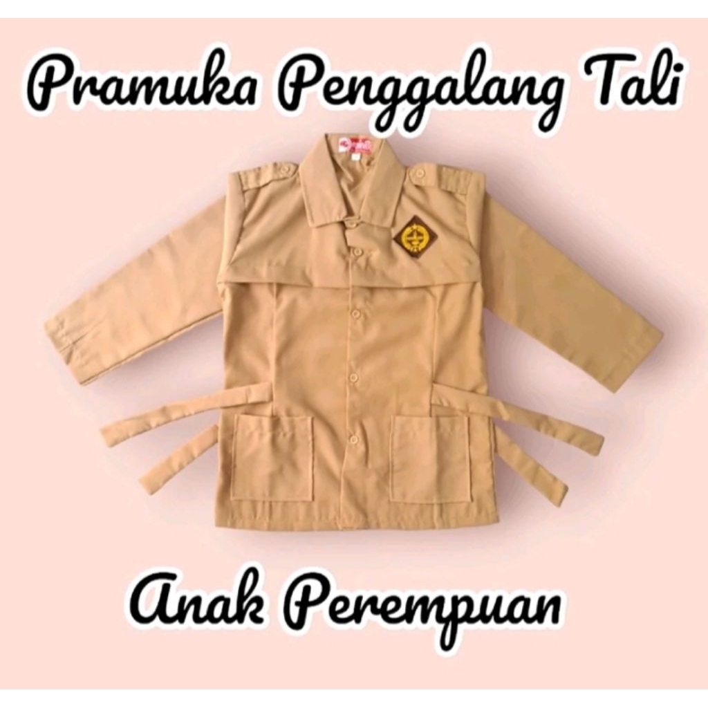 Setelan Atasan Seragam SD Pramuka Anak Perempuan Baju Pramuka Tali Lengan Panjang