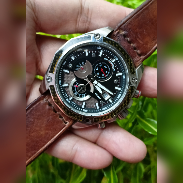 CASIO EDIFICE EFE-506 Black Silver Chronograph Original Second | Jam Tangan Vintage Pria