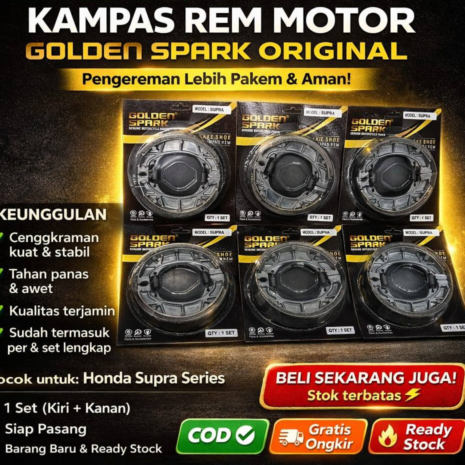 Kampas Rem Belakang Tromol Supra X A Grand Supra Fit Golden Spark