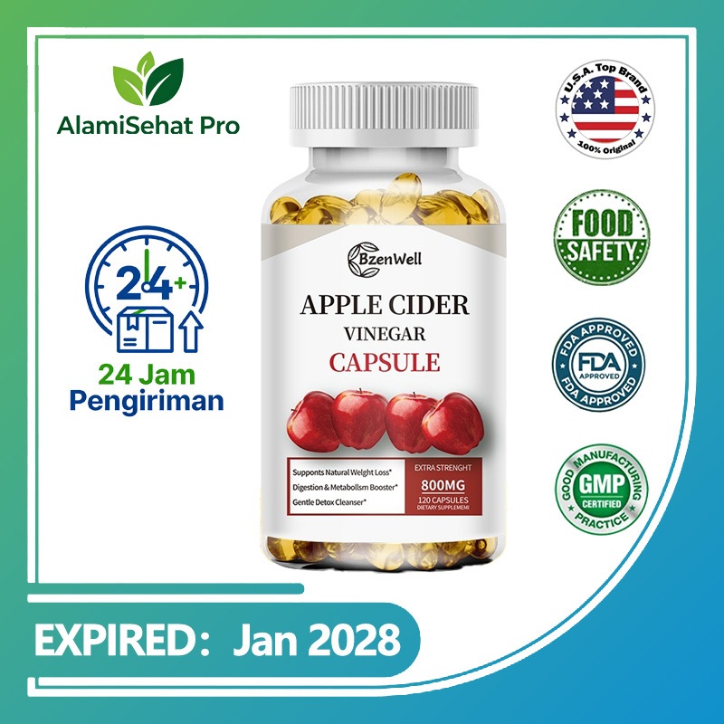 BzenWell Apple Cider Vinegar 800mg - Suplemen Pendukung Metabolisme & Pencernaan - 120 Kapsul