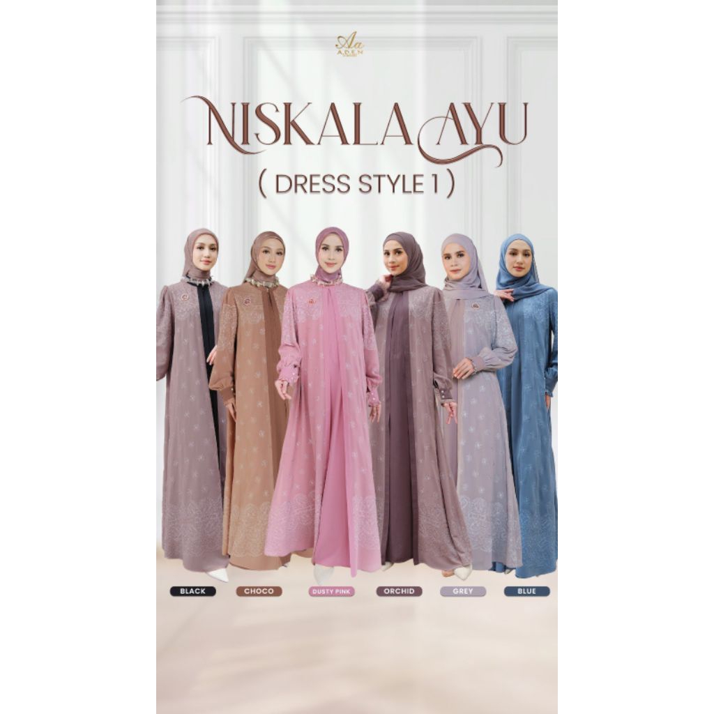 DRESS STYLE 1 - NISKALA AYU BY A.D.E.N_HIJAB - GAMIS ADEN TERBARU - DRESS ONLY