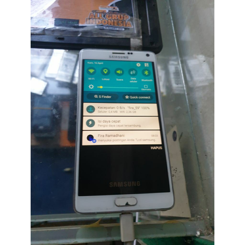 Lcd samsung note 4 white ori copotan