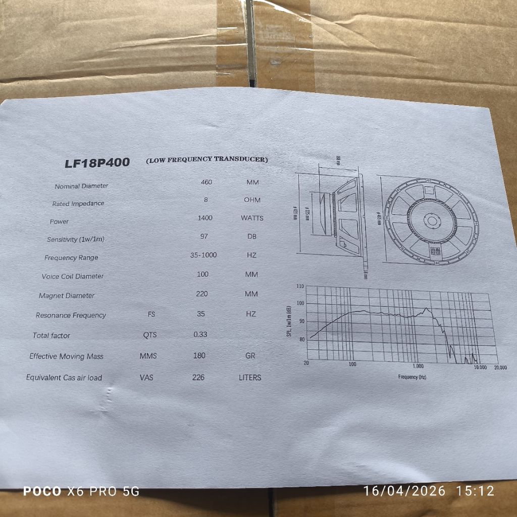 RCF 18P400 SPEAKER 18 INCH