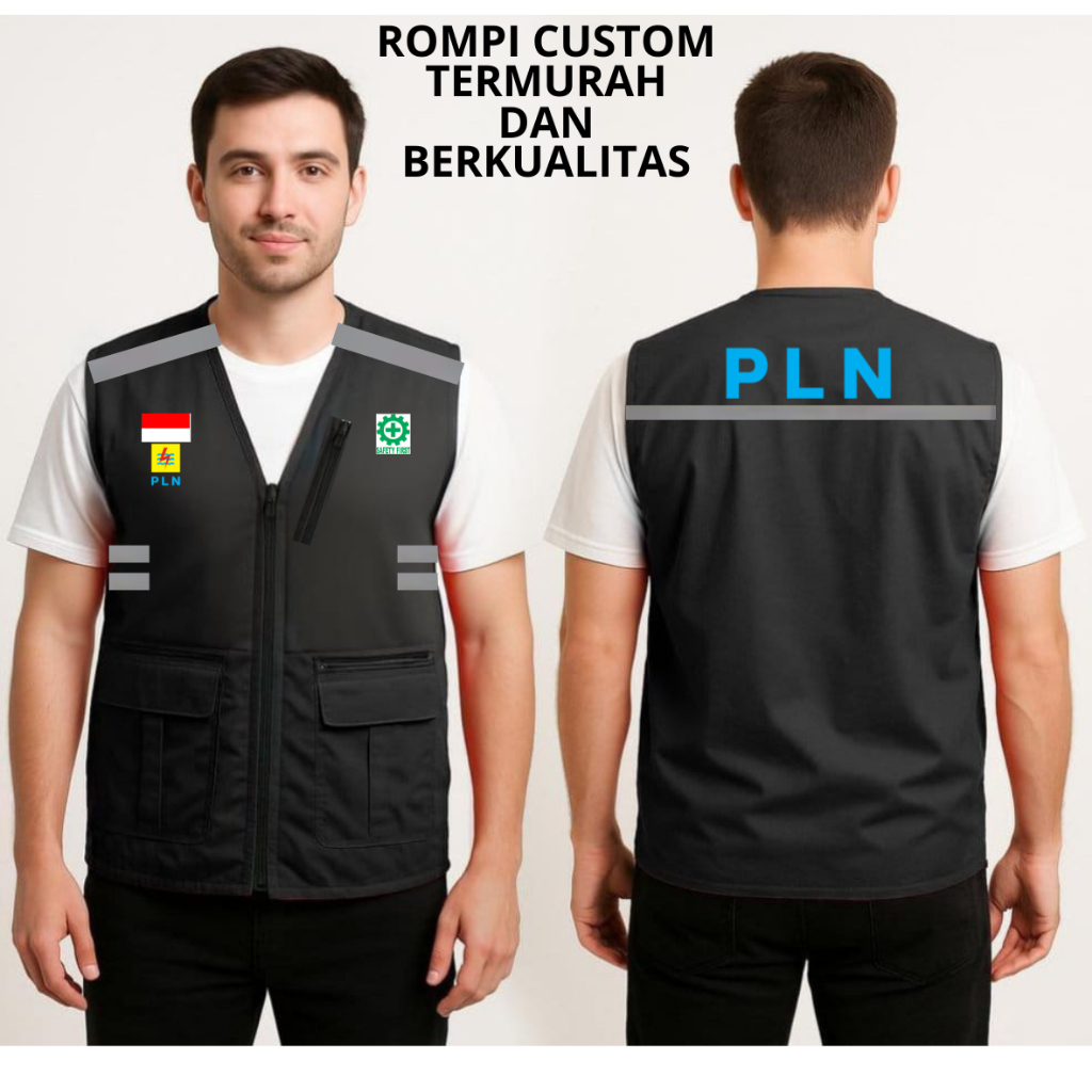 Rompi Safety PLN Indinesia Rompi PLN Terbaru Rompi Listrik Pintar | Rompi PLN Safety Reflective