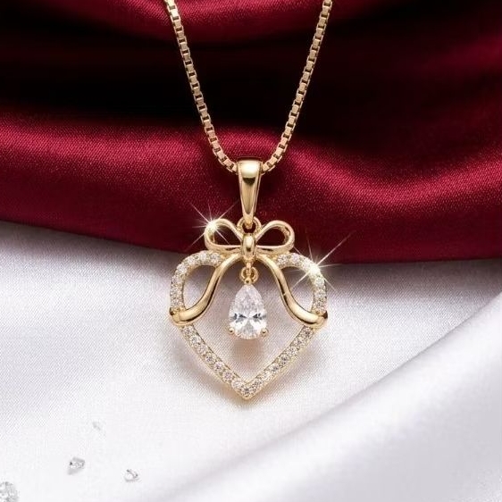 Double88 Kalung Love Italy kaca titanium Bronze imitasi