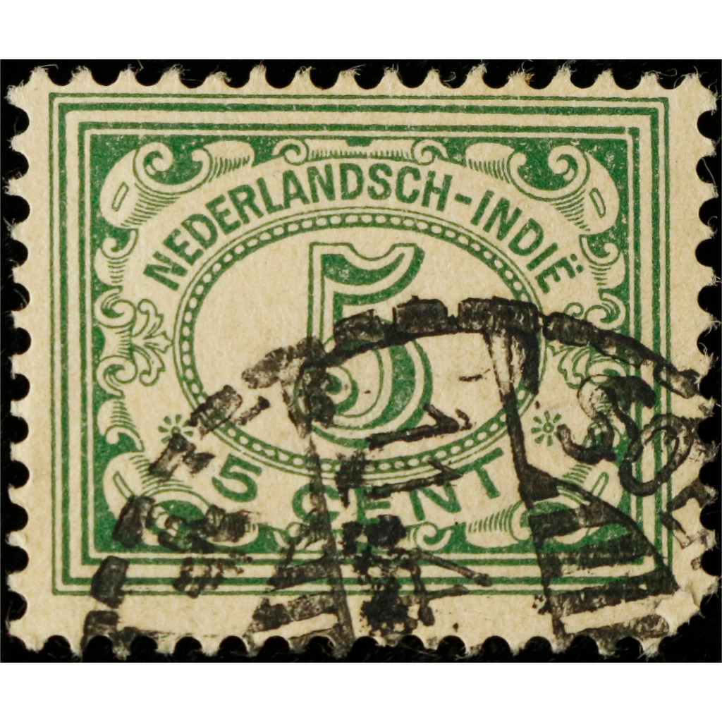 Prangko Hindia Belanda 1922 Central Numeral 5 Cent Green