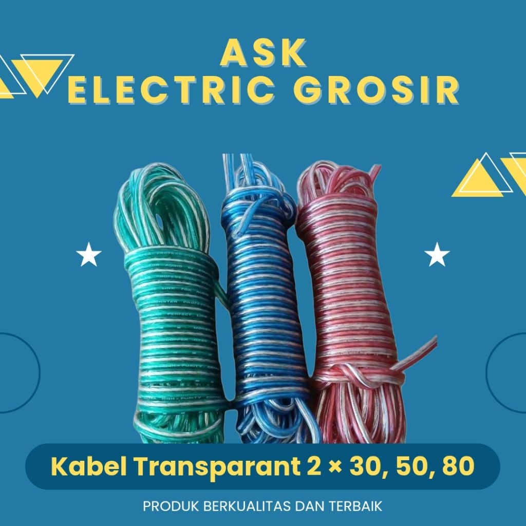 1 METER Kabel Serabut Transparan 2 × 30/Kabel Listrik/Kabel Audio/Tembaga Serabut