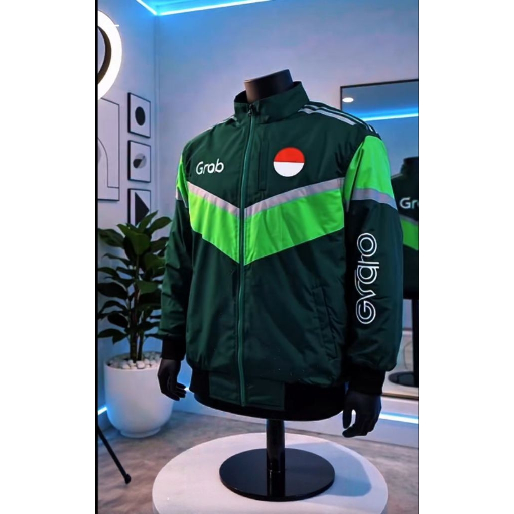 jaket GRB Thailand hijau//Jaket ojol bomber Casual driver model terbaru Thailand