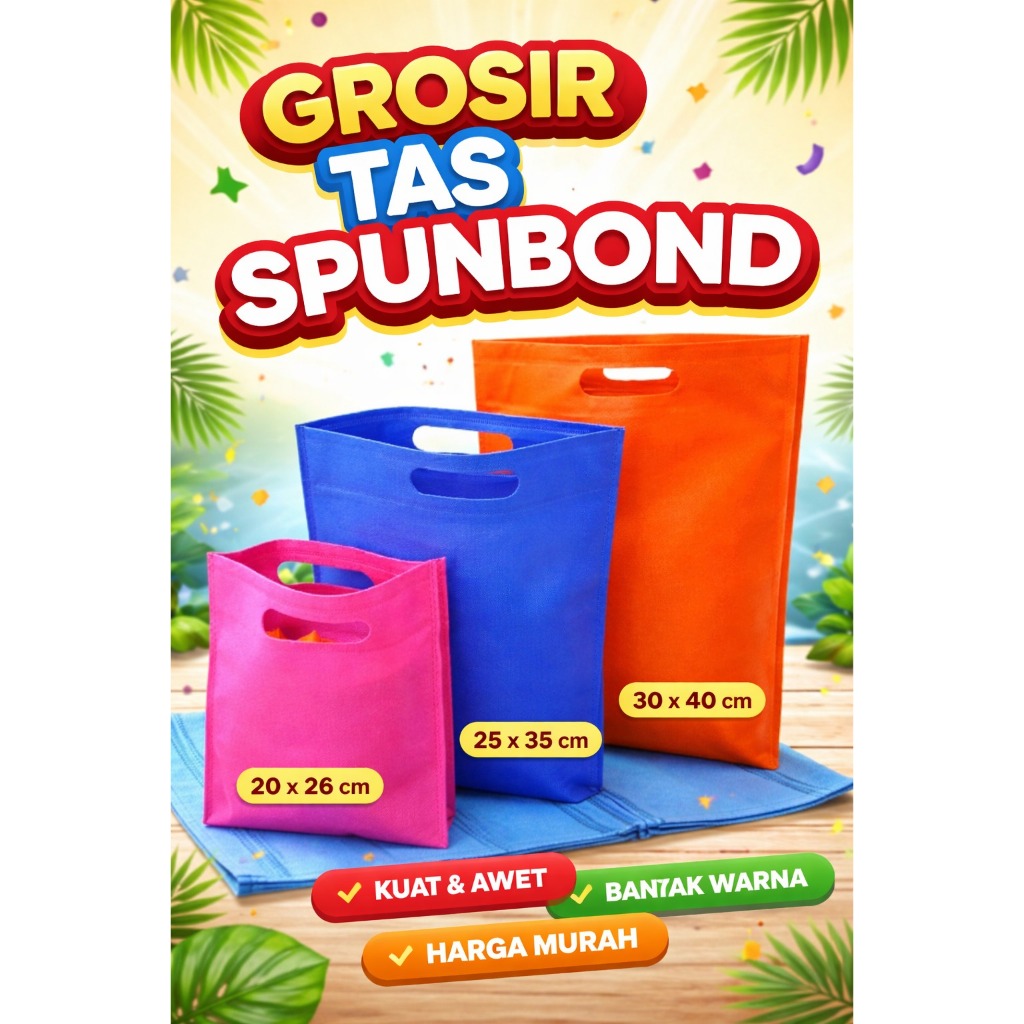 Tas Spunbond 25 x 35 Oval Kain Goodie Bag Serbaguna Shopping Tote - TAS SPUNBOND M 25 X 35