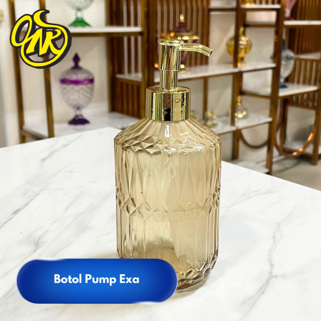 Botol Pump Sabun Cair Exa Botol Kaca Aesthetic / Botol Pump Exa Kaca Premium Motif Diamond Estetik /