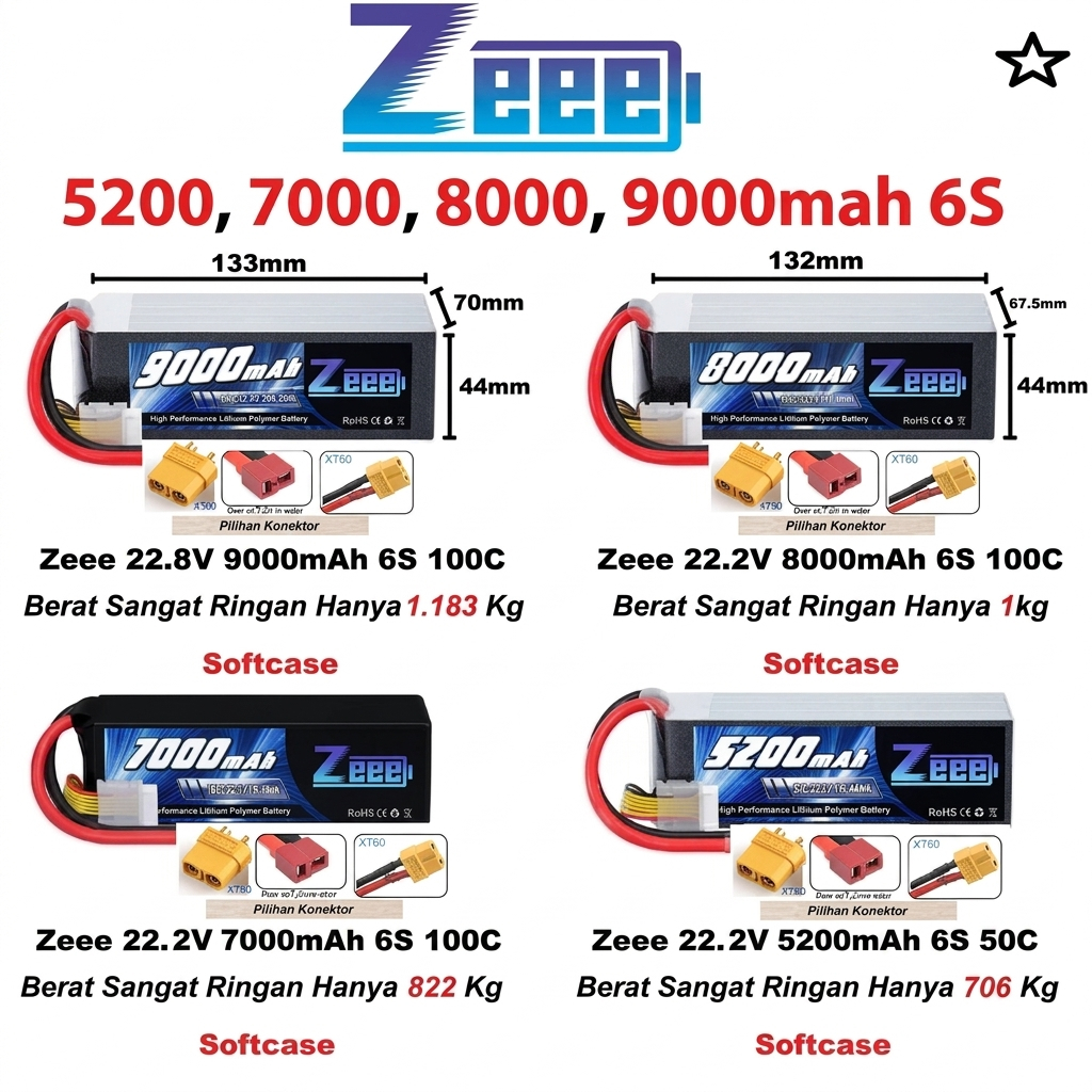 Zeee 5200mah 6s 22.2v 50c Lipo Battery