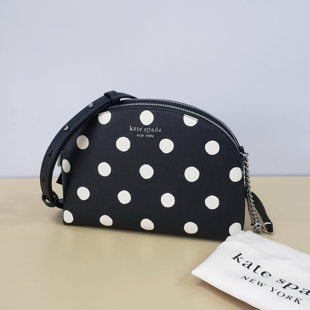 Ready Ks Morgan Double zip Dome Crossbody, KF564 Sunshine Dot Print. 21x15x6cm. Black Multi (Butik, 