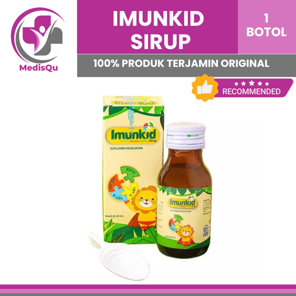 IMUNKID SIRUP 60ML | MULTIVITAMIN ANAK, ZINC, VIT C, D, & E | UNTUK KESEHATAN & DAYA TAHAN TUBUH