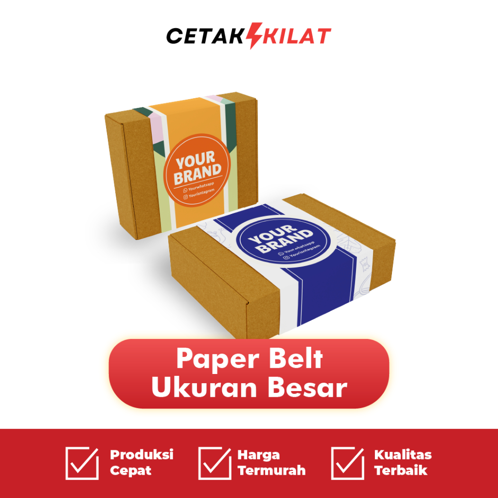 Paper Sleeve Box Custom | Label Segel Packaging Hampers & Souvenir | Cetak Paper Belt Box