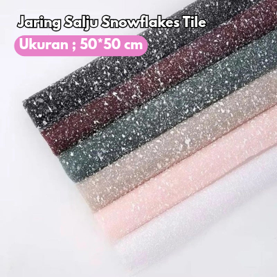 ECER Mesh / Jaring Salju Flower Wrapping Kertas Pembungkus Bucket Snowflakes Kain Tile Salju