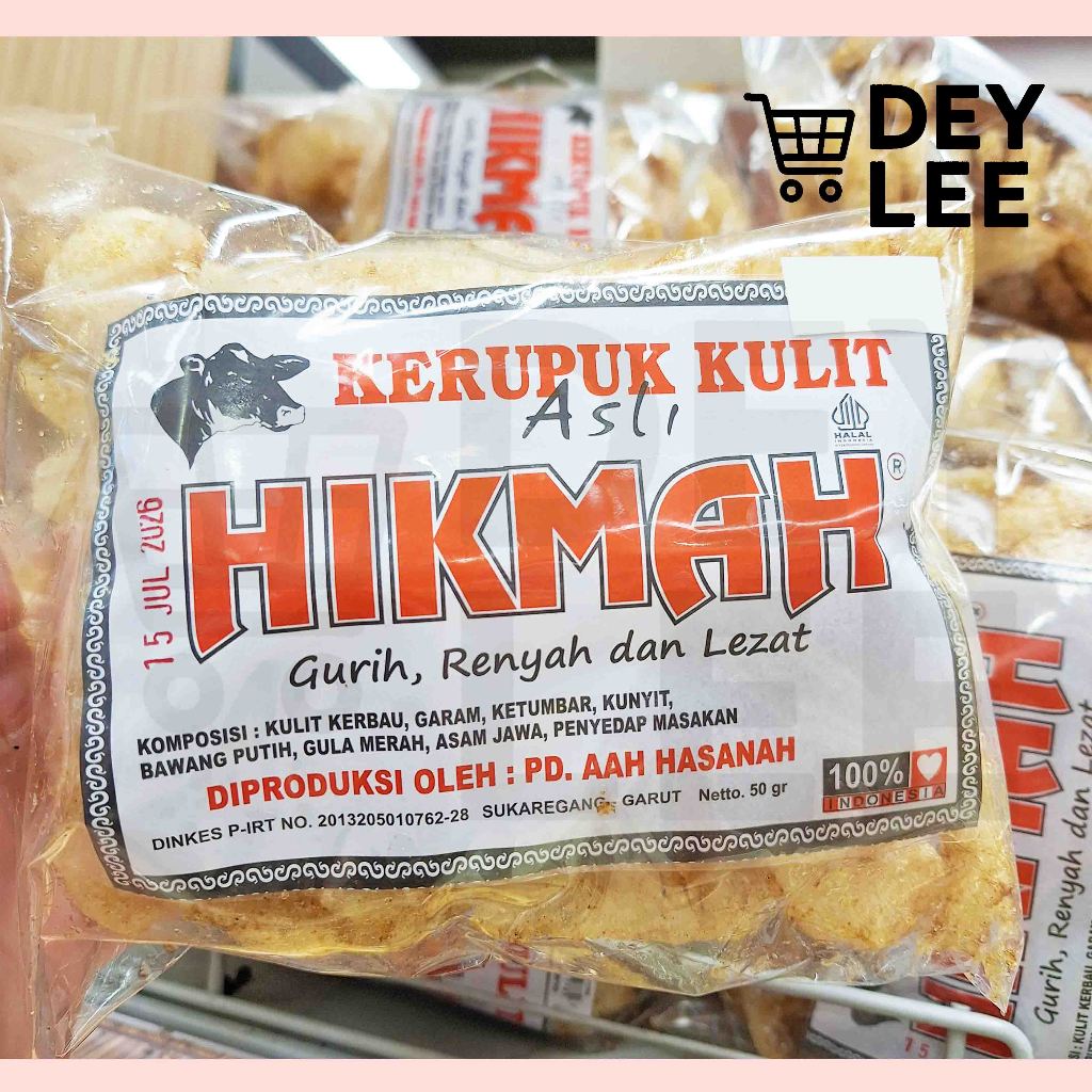 HIKMAH Kerupuk Kulit Kerbau ORIGINAL 50gr per 1 bks Asli Garut Halal Bandung