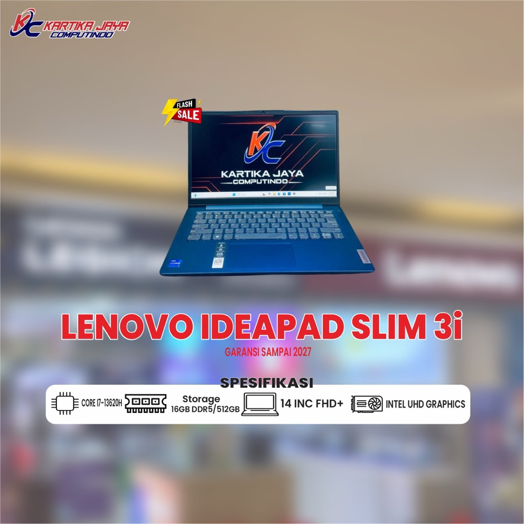 LENOVO IDEAPAD SLIM 3i | I7-13620H RAM 16 DDR 5 SSD 512GB GARANSI 1TAHUN