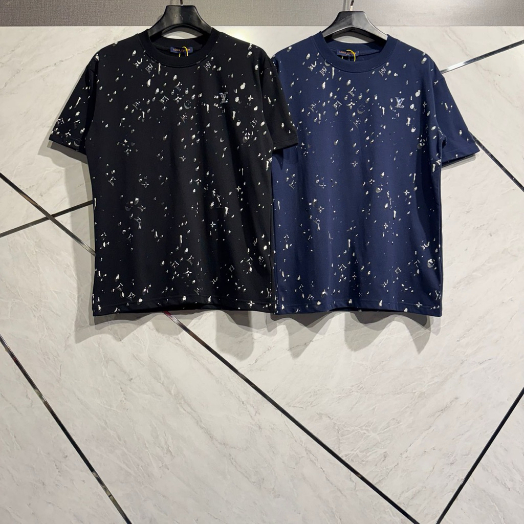 3LV1 Kaos Pria Paint Motif Black Blue