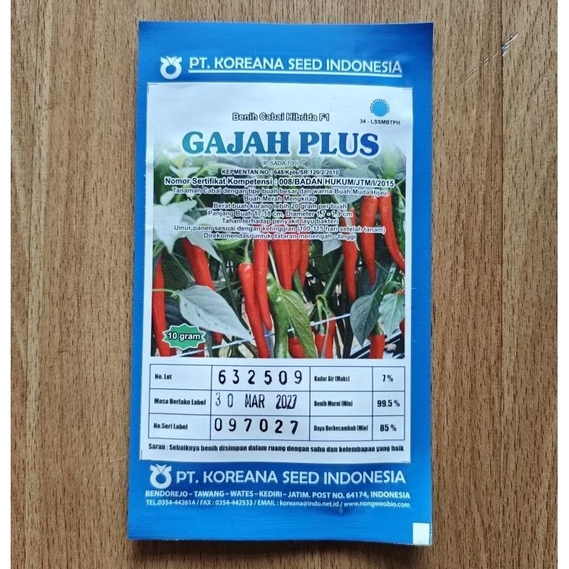 benih cabe besar GAJAH PLUS. pt koreana seed Indonesia