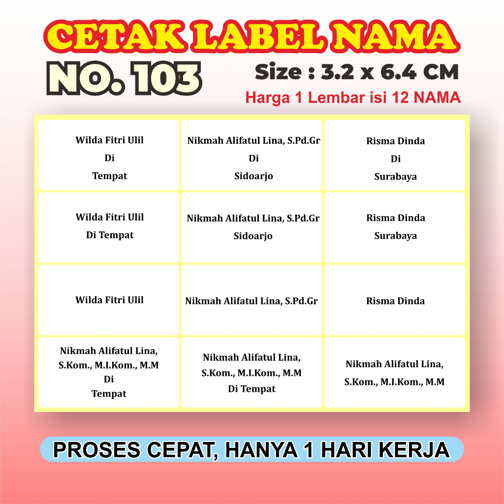 CETAK LABEL NAMA UNDANGAN 103 CETAK NAMA UNDANGAN ISI 12 NAMA