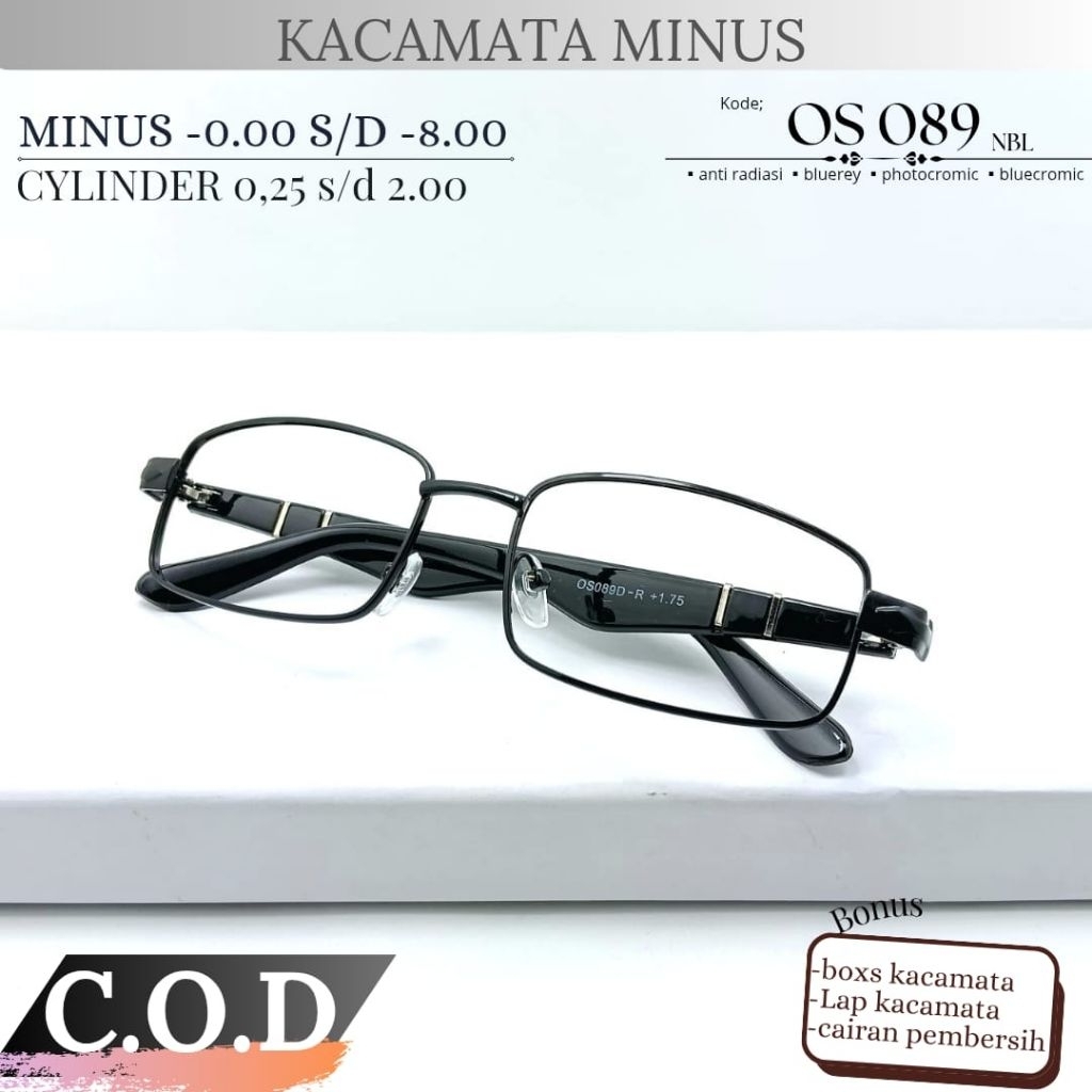 KACAMATA MINUS PHOTOCROMIC PRIA FRAME BESI