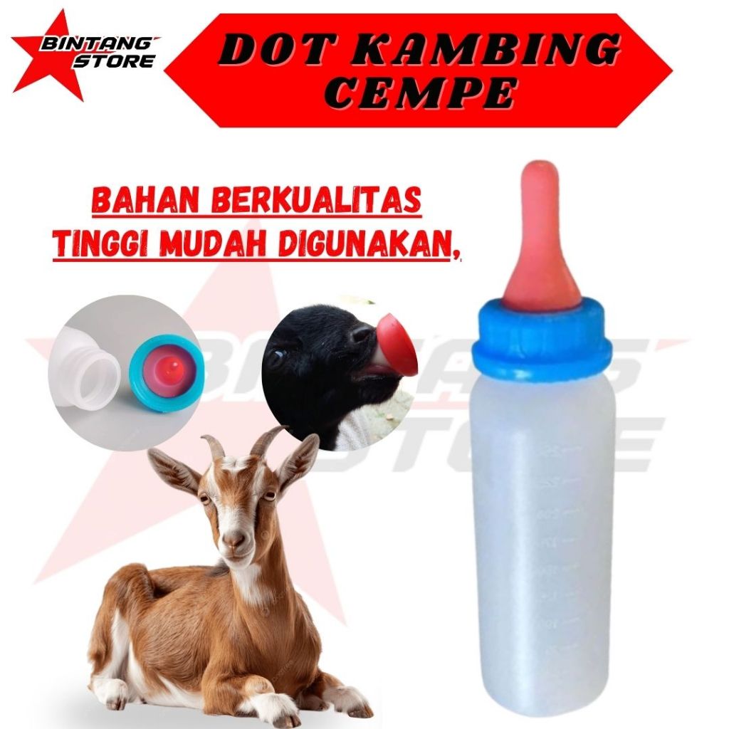DOT CEMPE BOTOL DOT KAMBING PUTIH BIRU BOTOL SUSU 250 ML KAMBING BOTOL SUSU LENGKAP DENGAN DOT BINTA