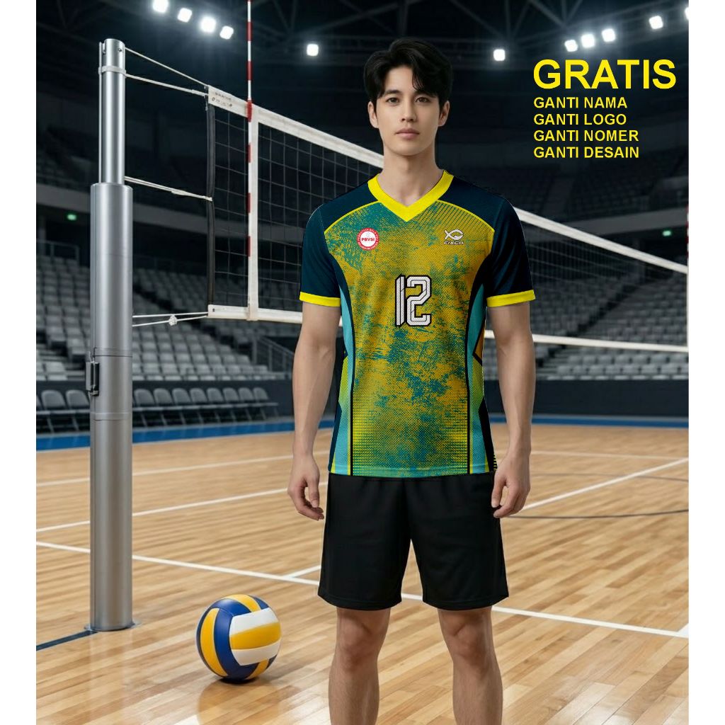 Jersey Volly Putra Premium Full Printing Terbaru Gratis pasang nama dan nomor punggung