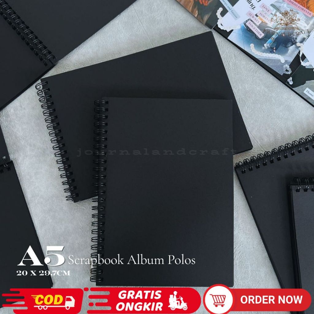 Srapbook Album A5 Polos Hitam | Scrapabook Album Vintage Buku Catatan | Scrapbook Hitam Untuk Photo 