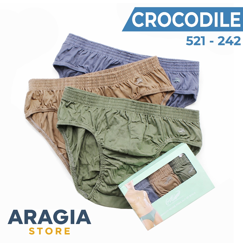 3pc - Celana Dalam Pria Crocodile kode 242 kotak hijau Celana Dalam Crocodile Pria Dewasa Celana Dal