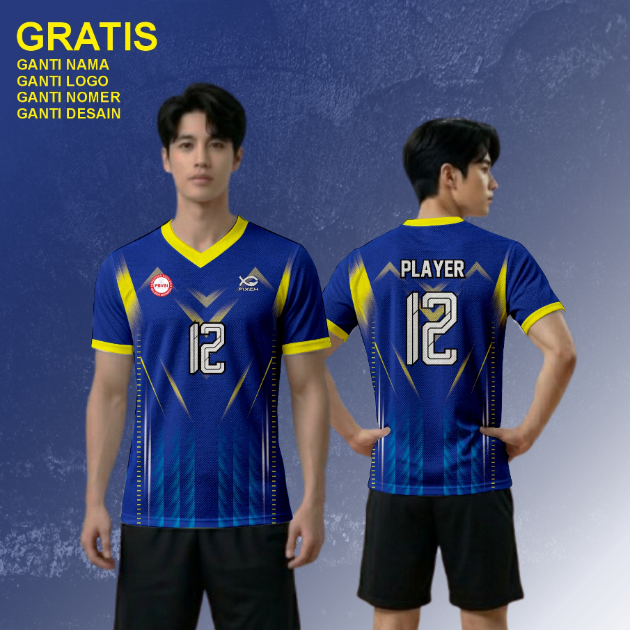 Jersey Volly Putra Premium Full Printing Terbaru Gratis pasang nama dan nomor punggung