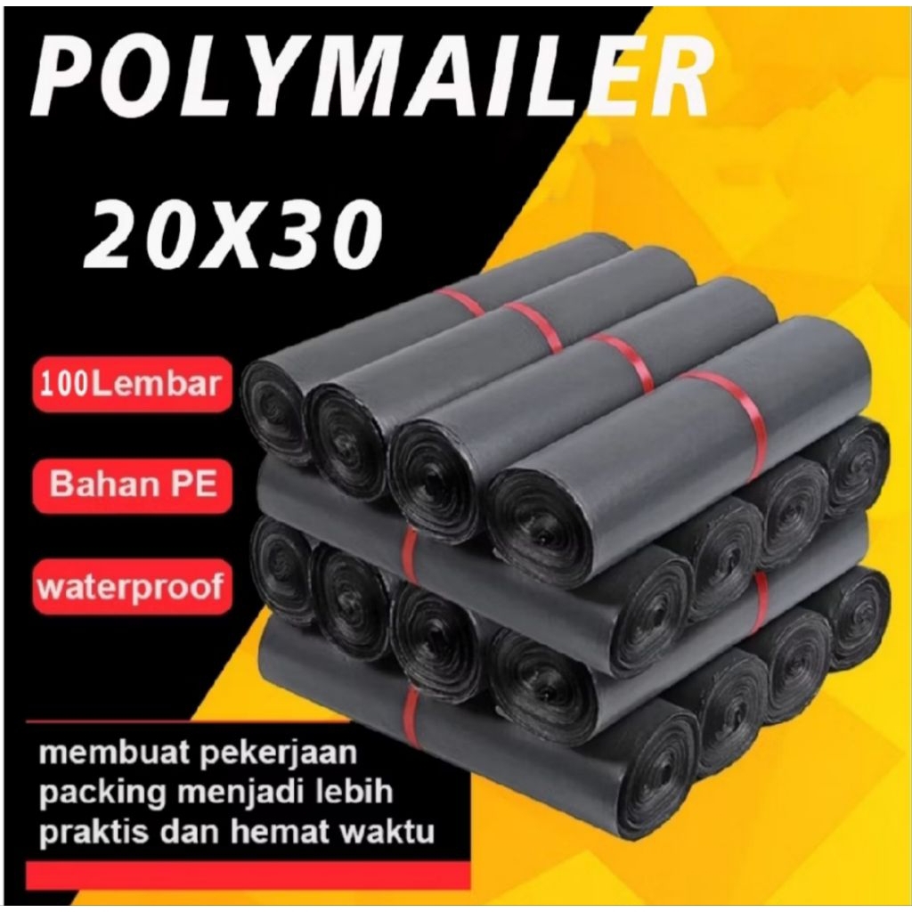 Plastik polymailer semi glossy ukuran 20x30cm isi 100pcs/Plastik Packing polymailer 20x30