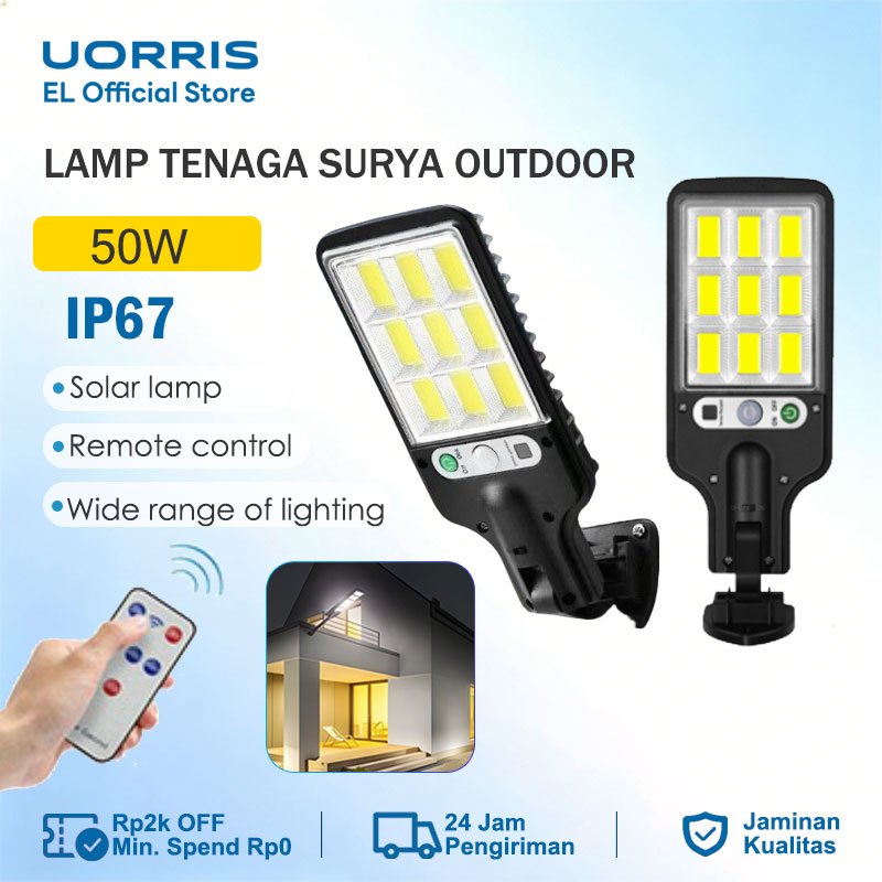 UORRIS 50W Lampu Solar Tenaga Surya Lampu Jalan Lampu Depan Rumah
