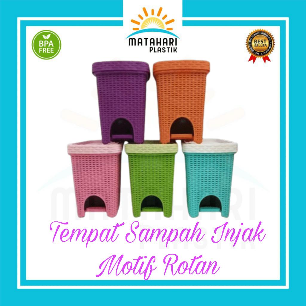 Keranjang Sampah Motif Rotan/Keranjang Sampah Injak/Keranjang Sampah Arista/Tempat sampah Injak/Kera