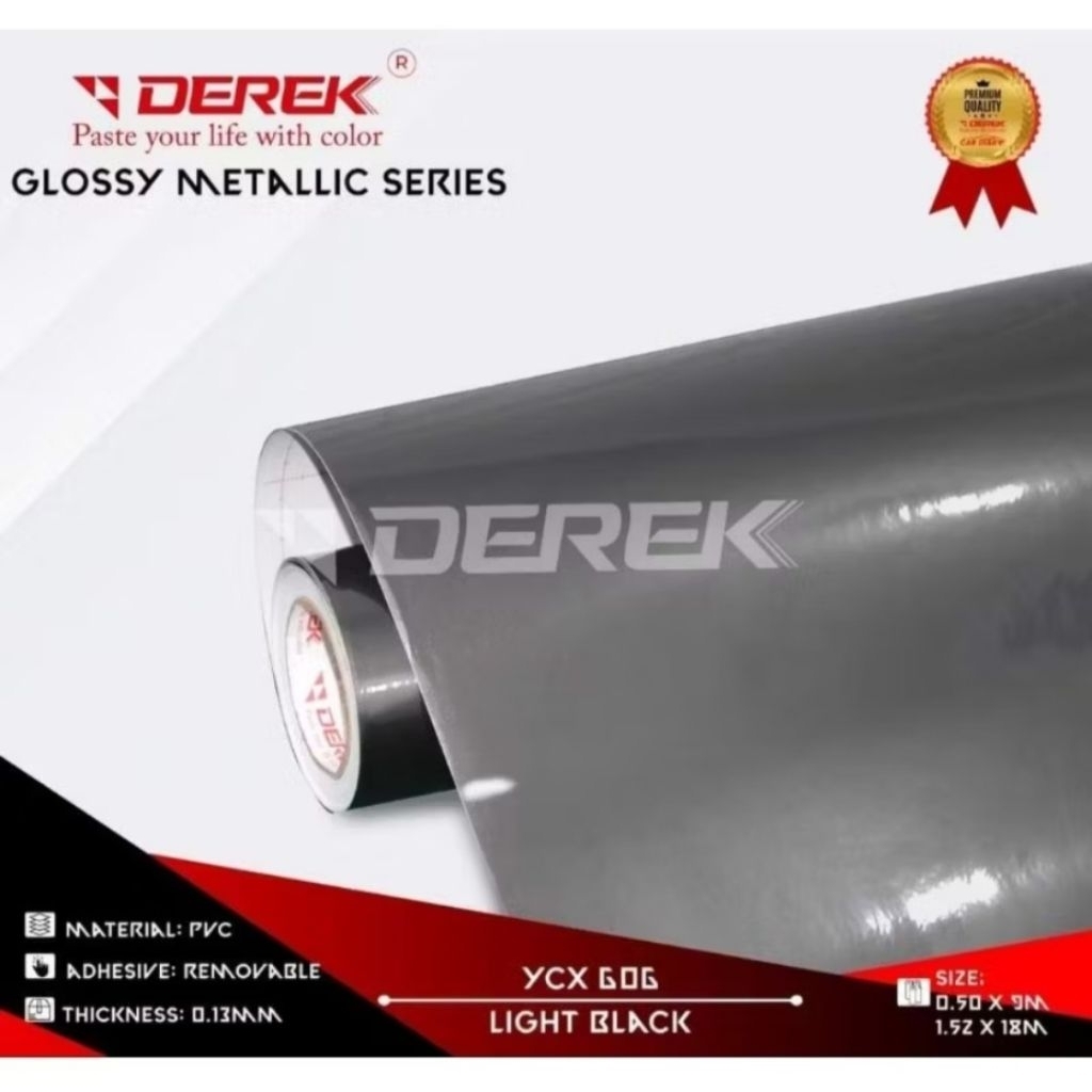 Sticker Stiker Derek Glossy Metallic Light Black Candy Premium YCX606